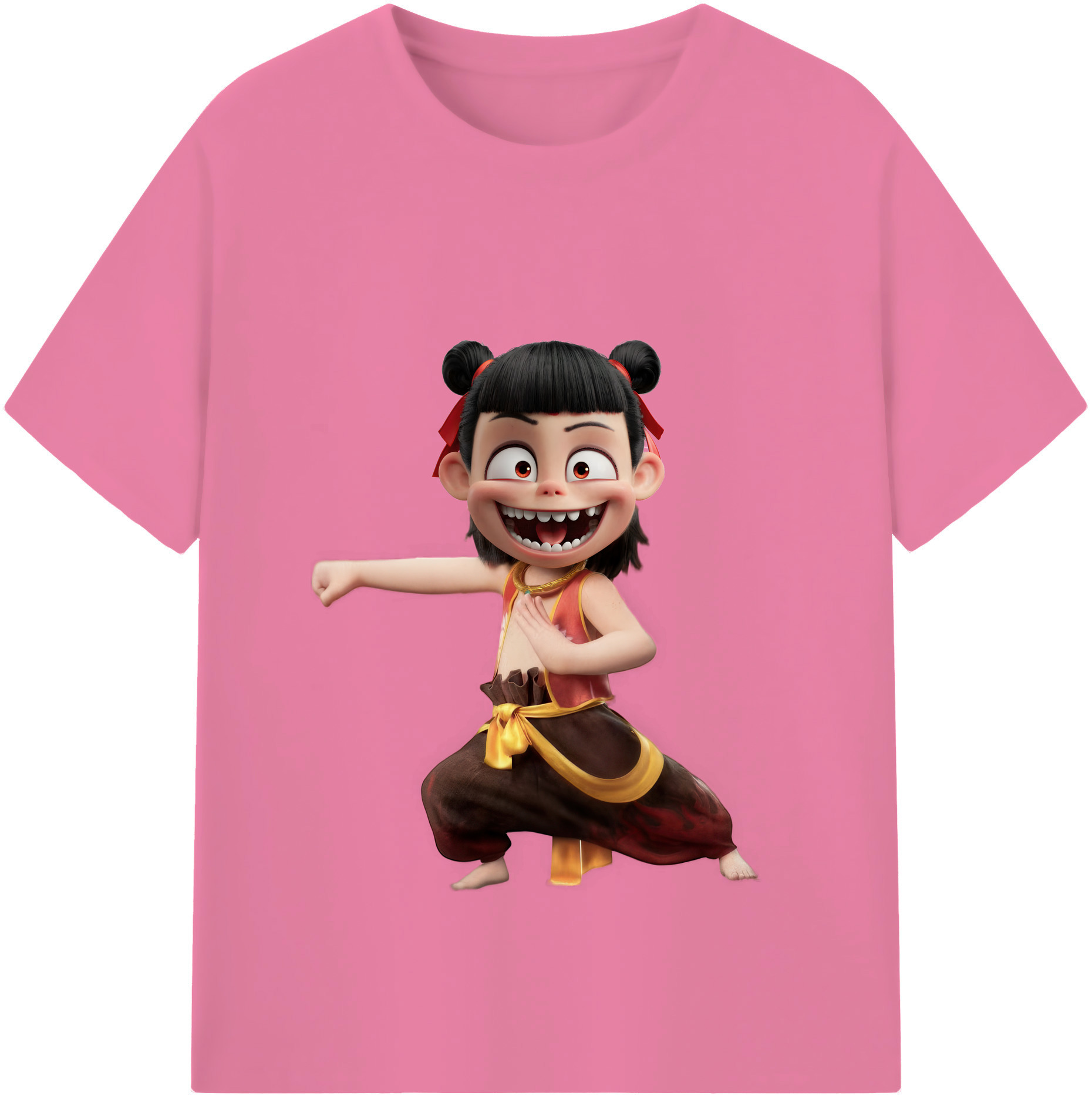 （画像用） Ne Zha 2 ナタ 魔童の大暴れ 綿100％半袖Tシャツ（フロントプリント）